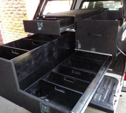 Tradespeople should install a storage unit in their van or ute. Image Description: A custom storage unit or drawer offers a great deal of benefits to tradespeople working in the field. It allows them to store and organize their tools and equipment more efficiently.