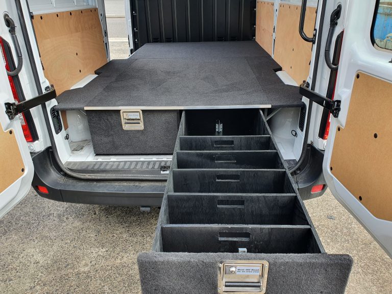 two van rear drawers with dividers