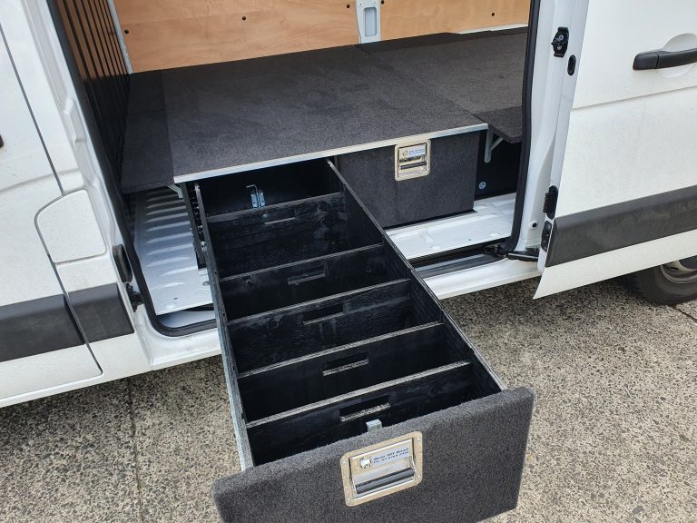 two van side drawers with dividers